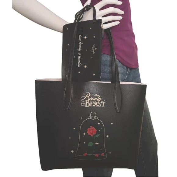 Kate Spade X Disney Beauty and The Beast Small Leather Reversible Tote Handbag - Picture 10 of 14
